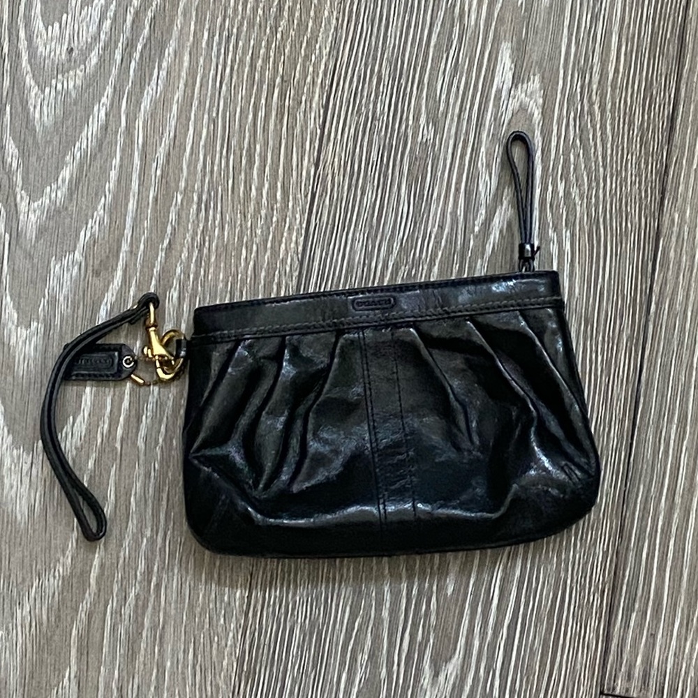 Coach Black Patent Leather Wristlet
